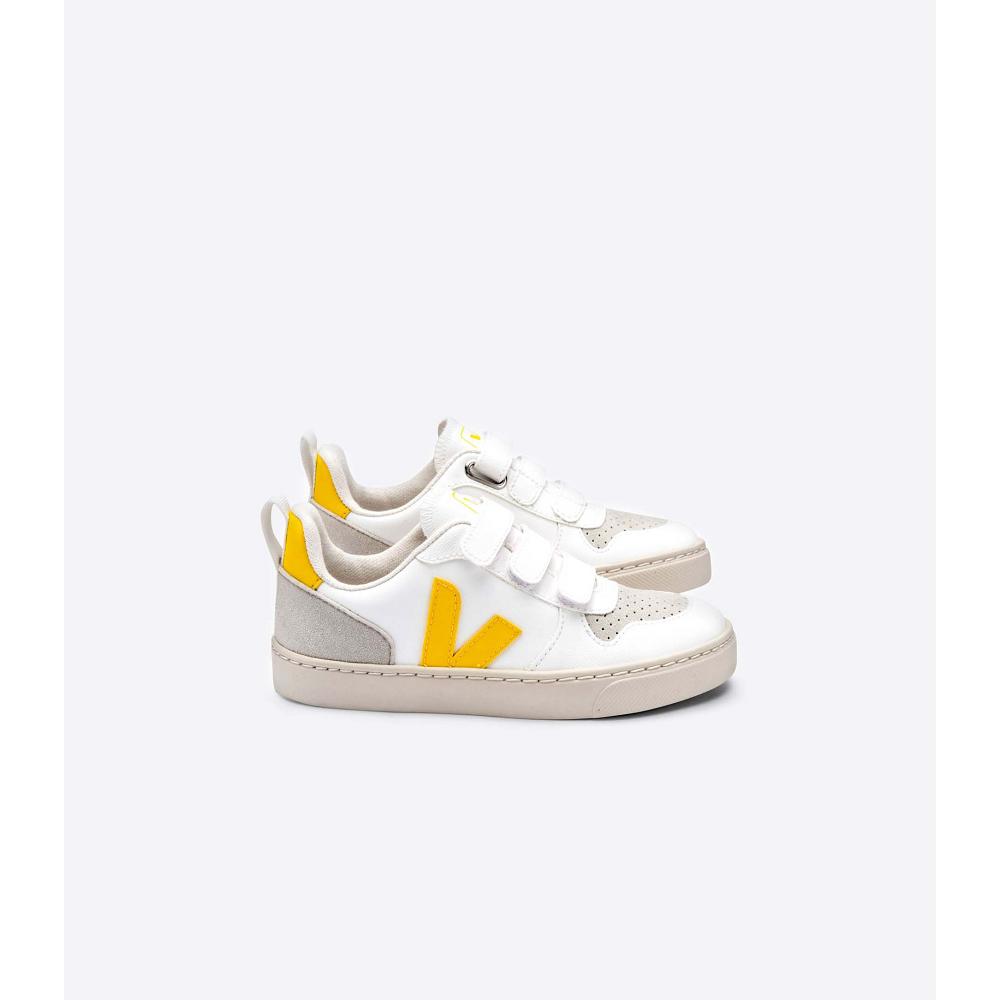 White/Orange Kids\' Veja V-10 STRAPS CWL Shoes | AU 802JPQ